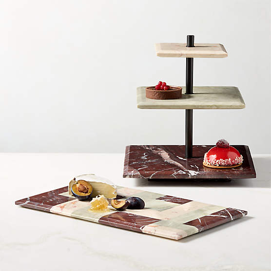 Azure Multi-Colored Marble Serveware Set of 2 By Nina Garcia
