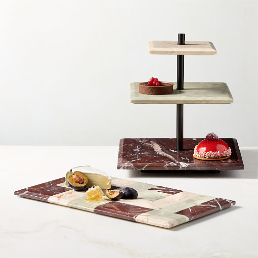 Azure Multi-Colored Marble Serveware Set of 2 By Nina Garcia