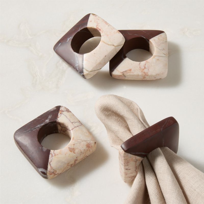 Viewing product image Azure Multi-Colored Marble Napkin Rings Set of 4 by Nina Garcia - image 1 of 6