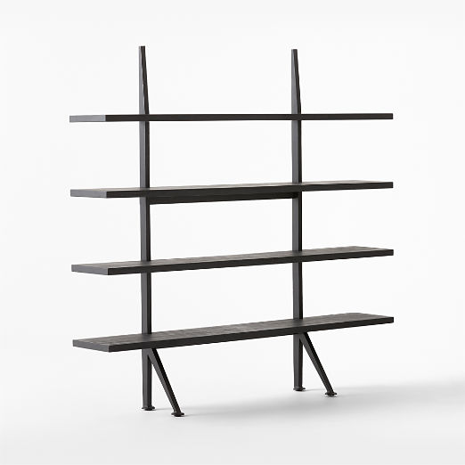 Azzurra Black Metal and Wood Bookshelf