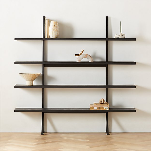 Azzurra Black Acacia Wood and Metal Bookcase