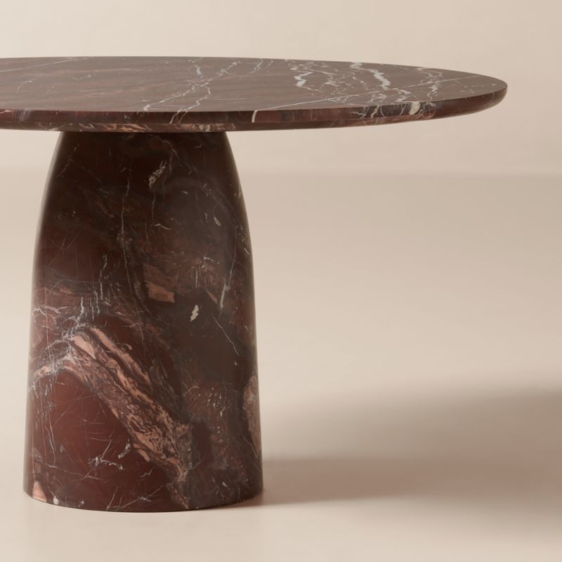 Babylon 54" Round Red Marble Dining Table - image 2 of 10