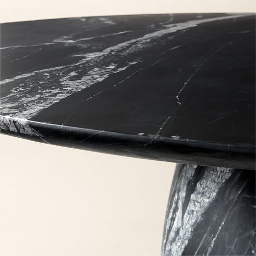 Babylon 54" Round Black Marble Dining Table