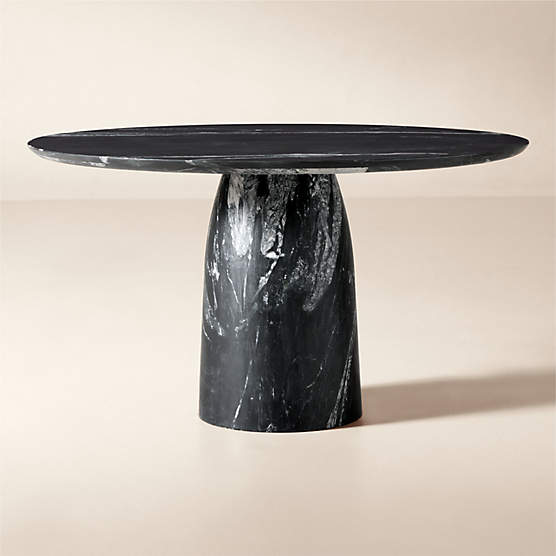Babylon 54" Round Black Marble Dining Table