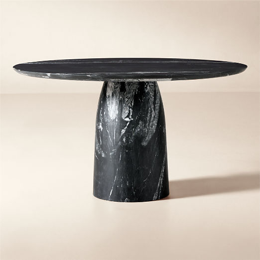 Babylon 54" Round Black Marble Dining Table