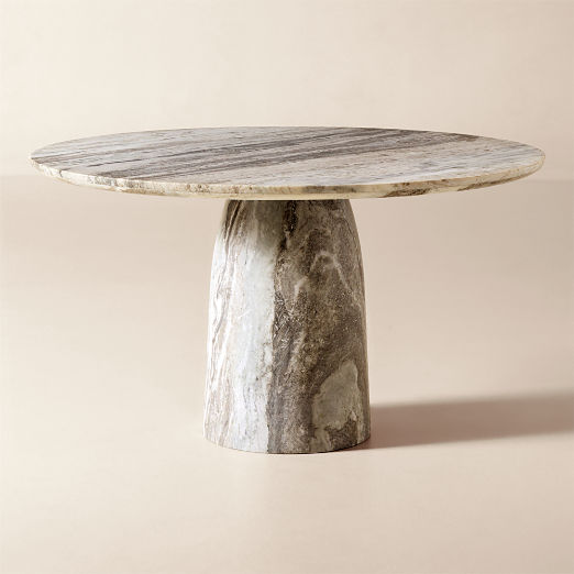 Babylon 54" Round Torrento Grey Marble Dining Table