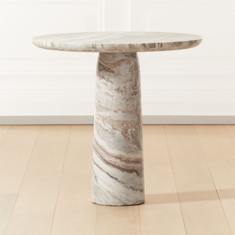 Babylon Modern Torrento Brown Marble Bistro Table + Reviews | Cb2