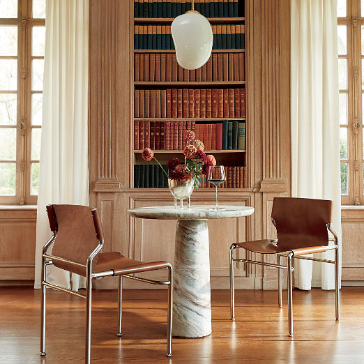 Surf Sling Brown Leather Dining Chair Set of 4