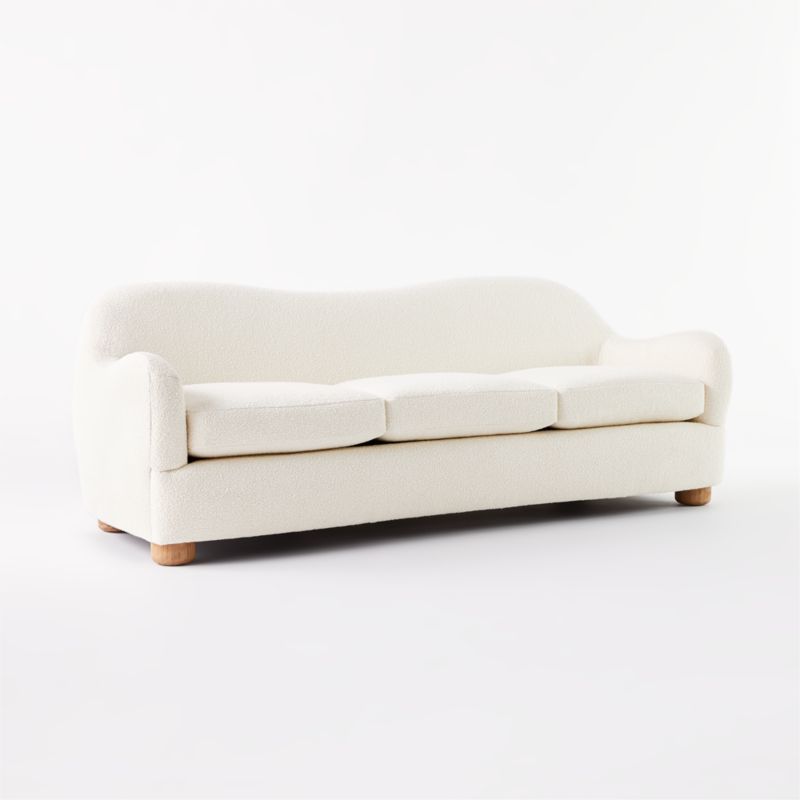 Bacio 86.5" Cream Boucle Sofa with Bleached Oak Legs - image 6 of 11