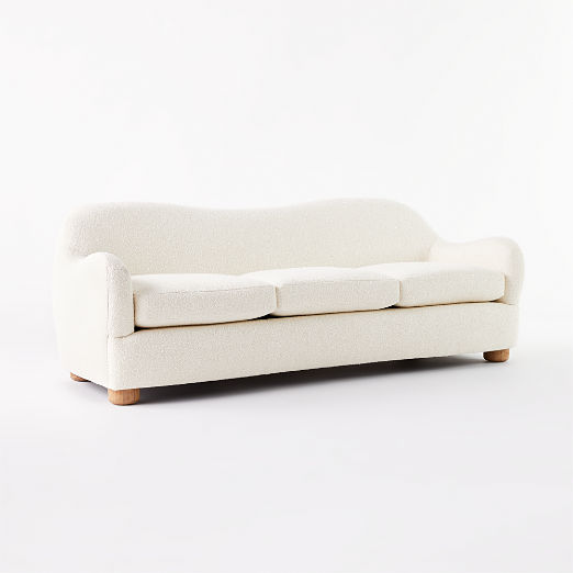 Bacio 86.5" Cream Boucle Sofa with Bleached Oak Legs by Ross Cassidy