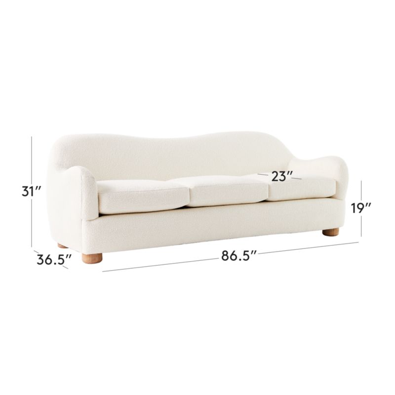 View Bacio 86.5" Cream Boucle Sofa with Bleached Oak Legs - image 3 of 11