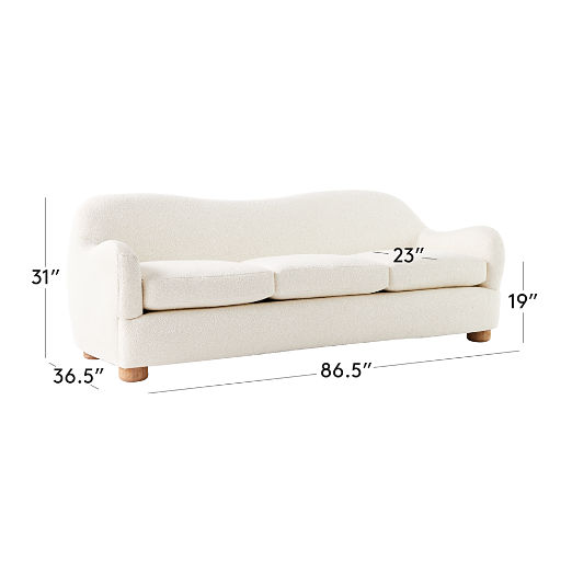 Bacio 86.5" Cream Boucle Sofa with Bleached Oak Legs by Ross Cassidy