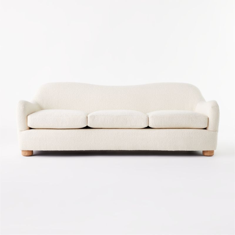 Bacio 86.5" Cream Boucle Sofa with Bleached Oak Legs - image 5 of 11