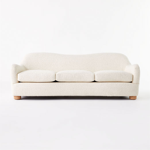 Bacio 86.5" Cream Boucle Sofa with Bleached Oak Legs by Ross Cassidy