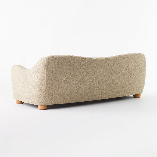 Bacio 86.5" Camel Boucle Sofa with Bleached Oak Legs