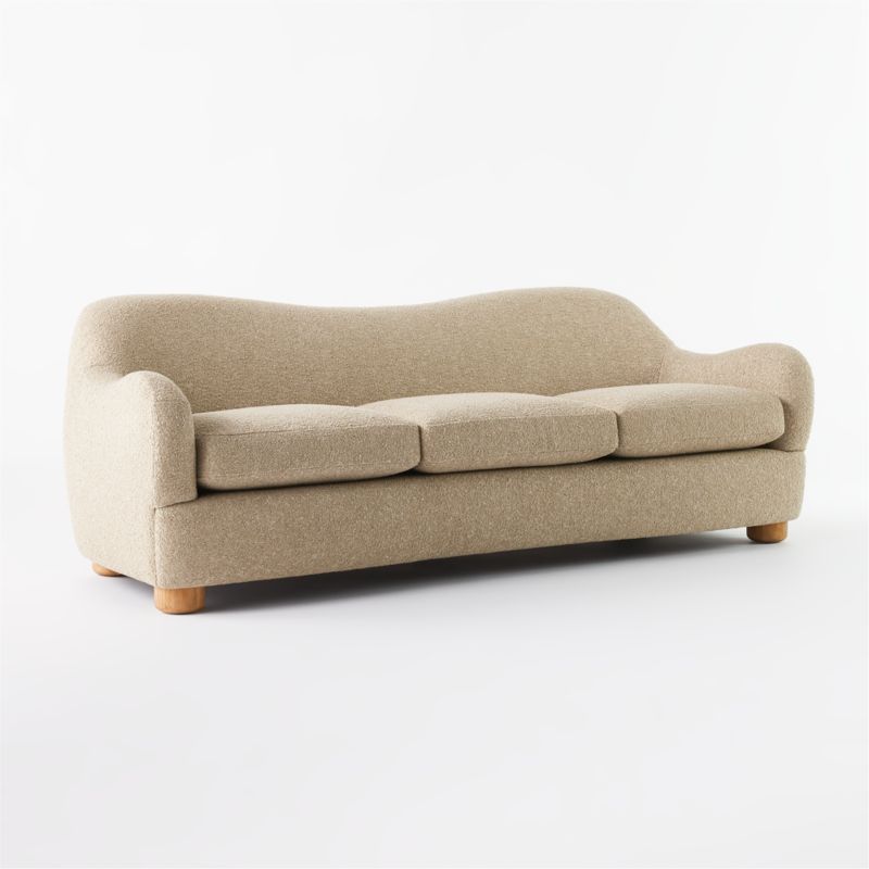 Bacio 86.5" Camel Boucle Sofa with Bleached Oak Legs - image 4 of 10