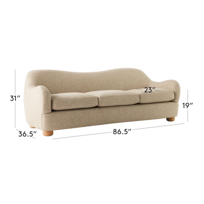 View Bacio 86.5" Camel Boucle Sofa with Bleached Oak Legs - image 3 of 10