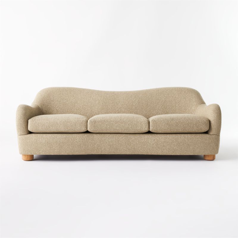 Bacio 86.5 Camel Boucle Sofa with Bleached Oak Legs