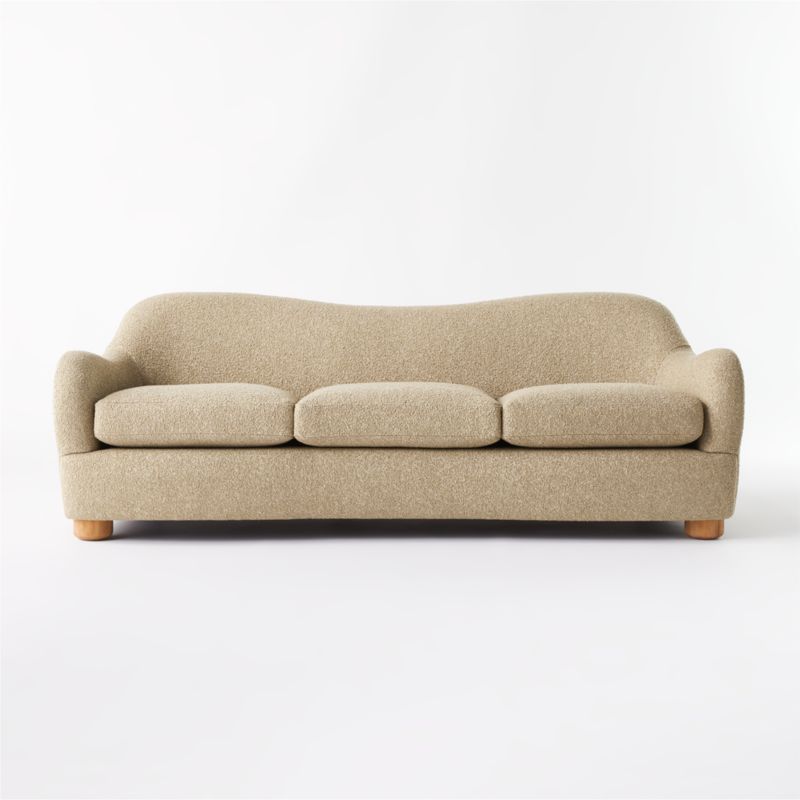 Bacio 86.5" Camel Boucle Sofa with Bleached Oak Legs - image 3 of 10