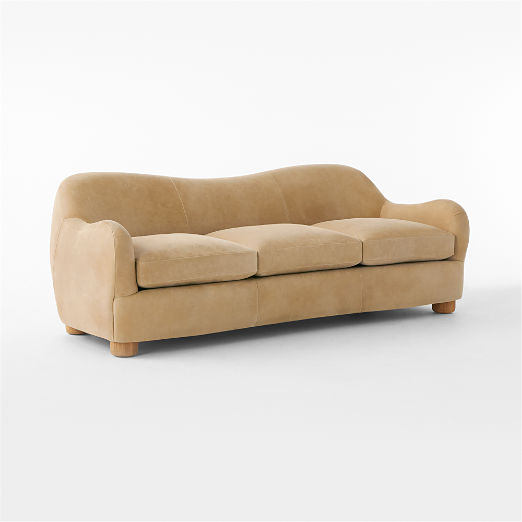 Bacio 86.5" Caramel Brown Leather Sofa by Ross Cassidy