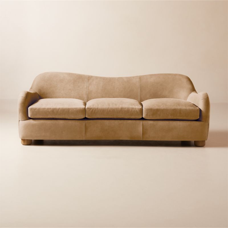 Bacio 86.5" Caramel Brown Leather Sofa - image 0 of 8