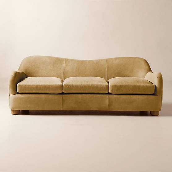 Bacio 86.5" Caramel Brown Leather Sofa