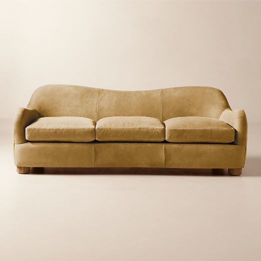 Bacio 86.5" Caramel Brown Leather Sofa