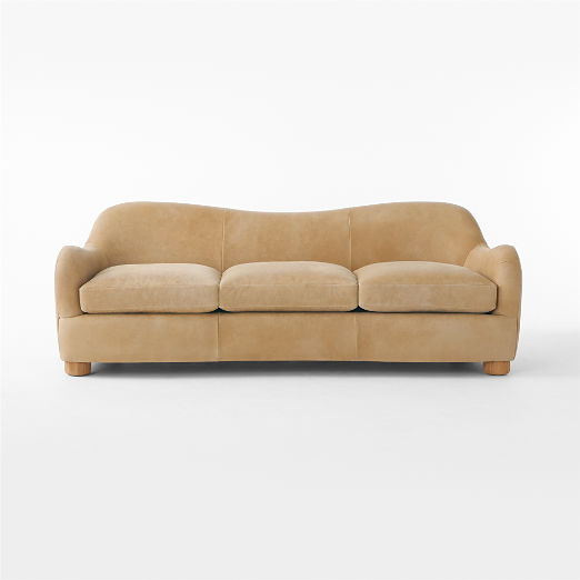 Bacio 86.5" Caramel Brown Leather Sofa by Ross Cassidy