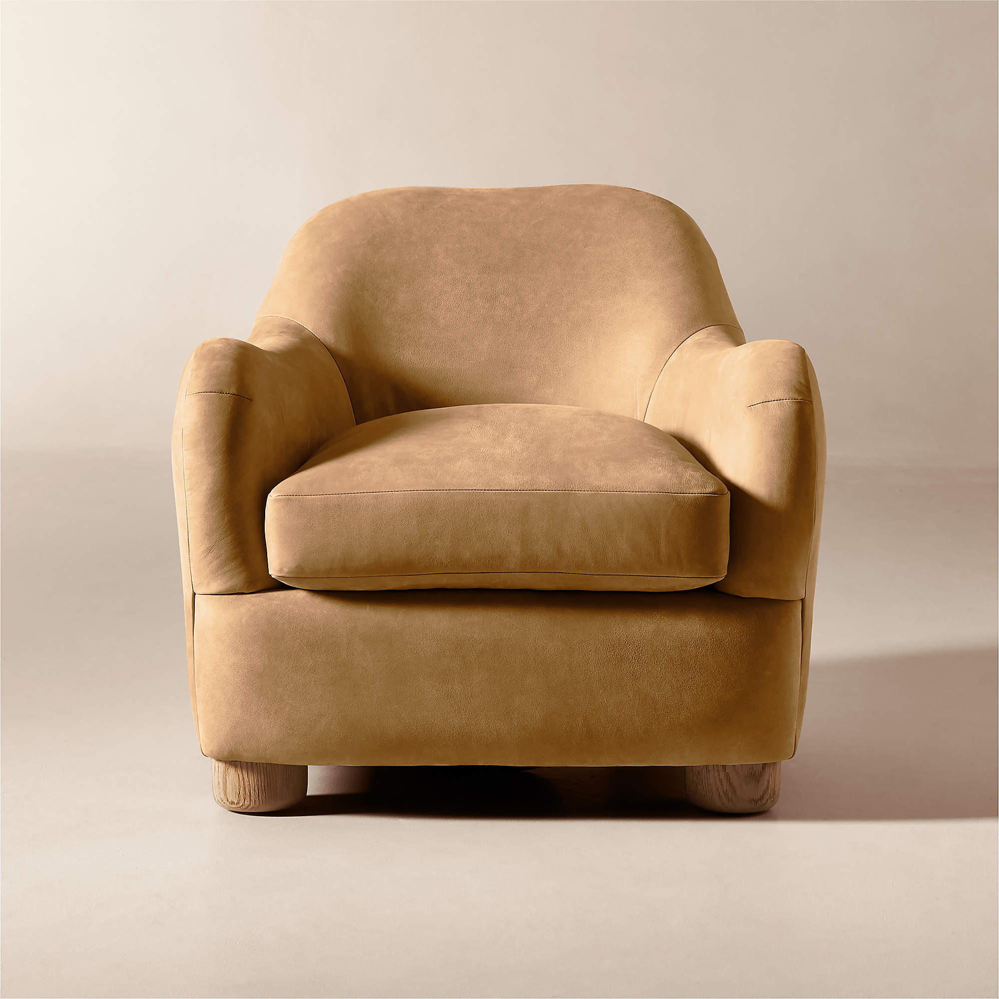 Bacio Caramel Brown Leather Chair by Ross Cassidy CB2