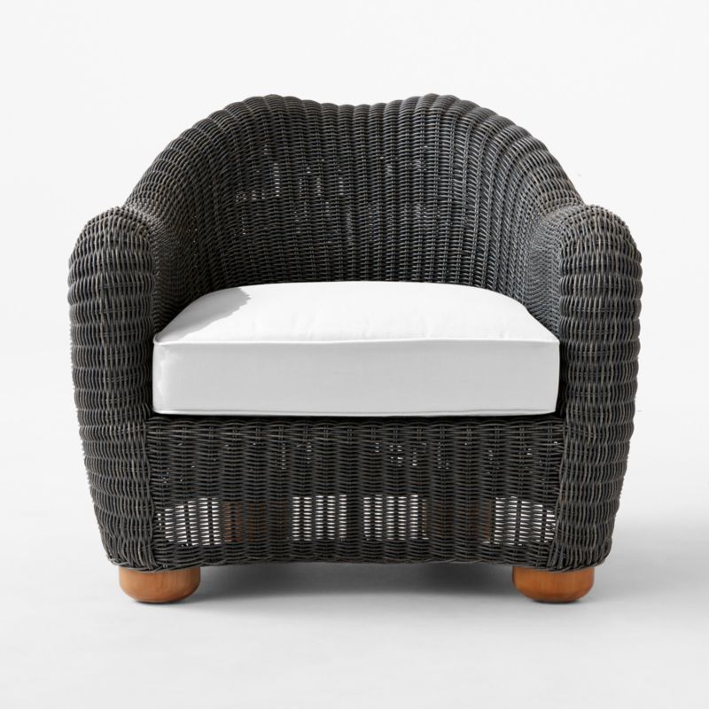 Bacio Charcoal Grey All-Weather Rattan Outdoor Lounge Chair with White Sunbrella® Cushions - image 1 of 6