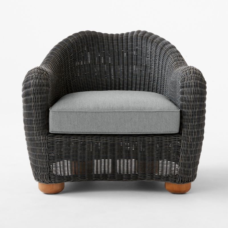 Bacio Charcoal Grey All-Weather Rattan Outdoor Lounge Chair with Grey Sunbrella® Cushions - image 3 of 8