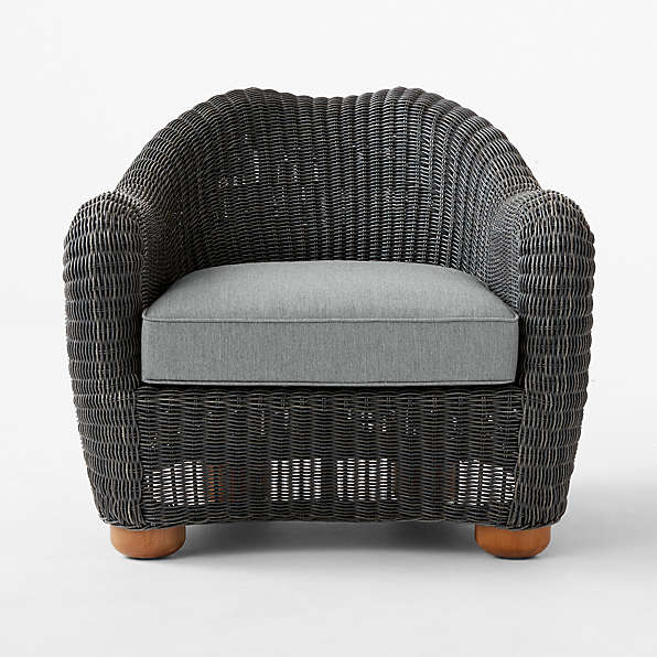 Black rattan wingback chair discount