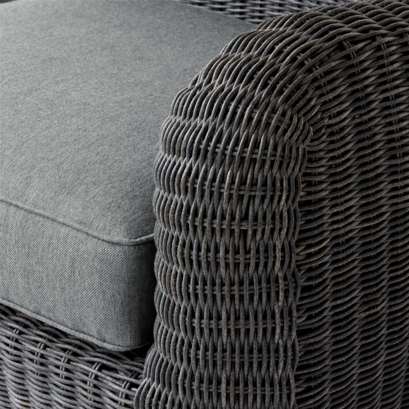 Bacio 86" Charcoal Grey All-Weather Rattan Outdoor Sofa With Grey Sunbrella® Cushions - image 7 of 8