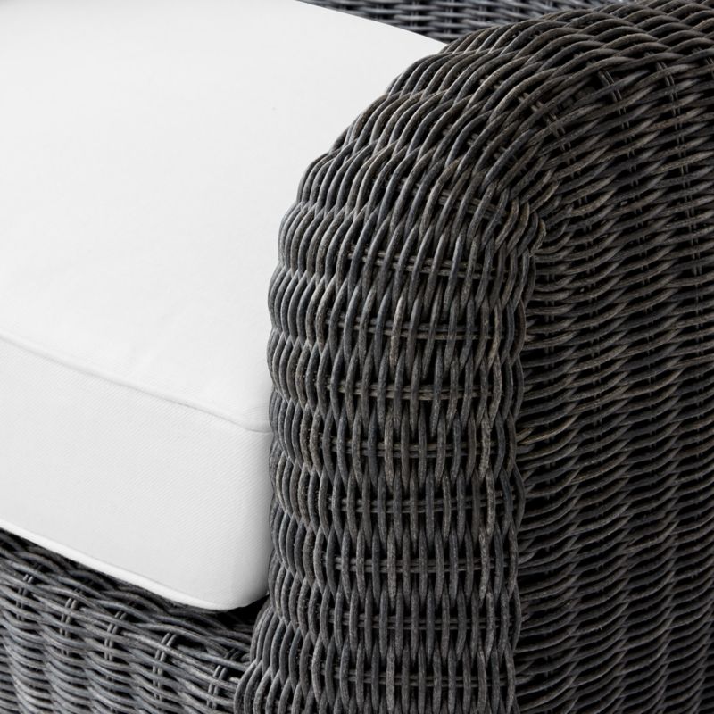 Bacio Charcoal Grey All-Weather Rattan Outdoor Sofa with White Sunbrella® Cushions - image 5 of 6