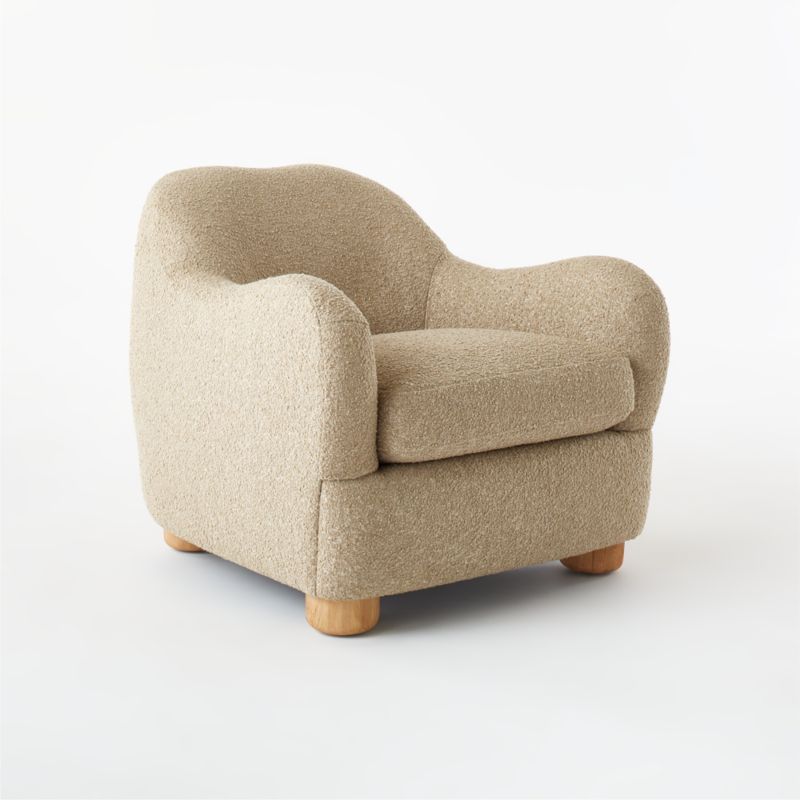 Bacio Camel Boucle Lounge Chair with Bleached Oak Legs - image 5 of 13