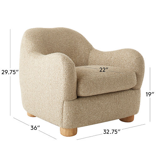 Bacio Camel Boucle Lounge Chair with Bleached Oak Legs