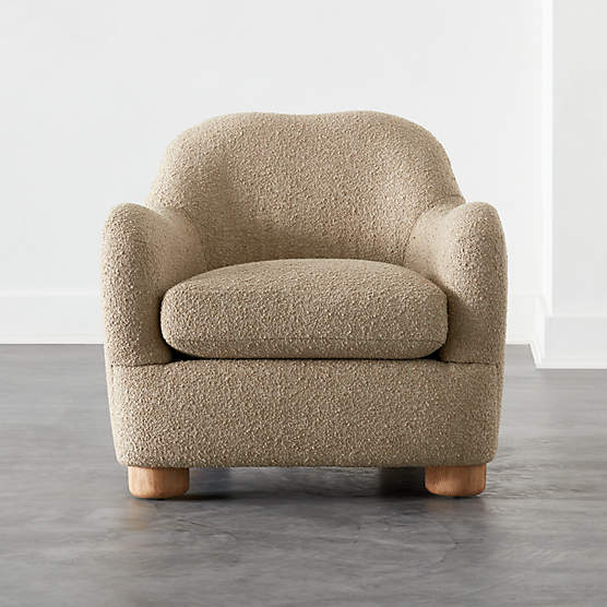 Bacio Camel Boucle Lounge Chair with Bleached Oak Legs