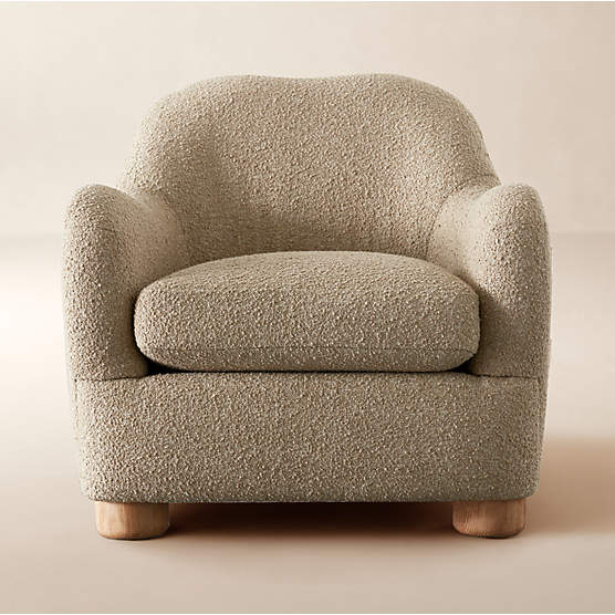 Bacio Camel Boucle Lounge Chair with Bleached Oak Legs