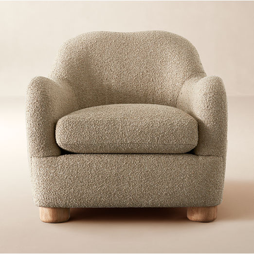 Bacio Camel Boucle Lounge Chair with Bleached Oak Legs