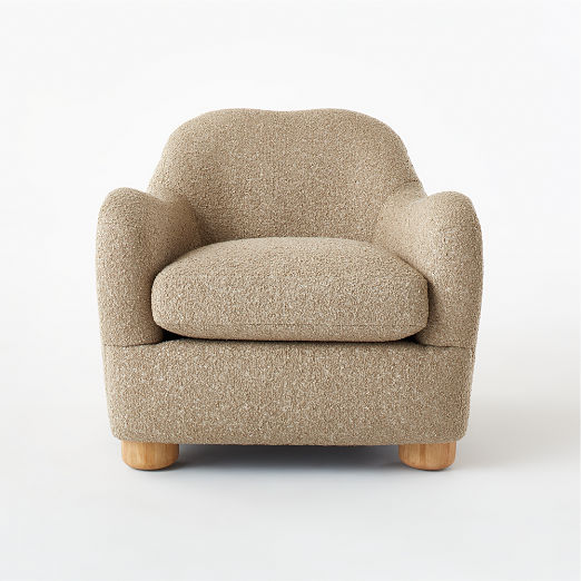 Bacio Camel Boucle Lounge Chair with Bleached Oak Legs