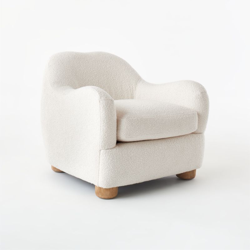 Bacio Cream Boucle Lounge Chair with Bleached Oak Legs by Ross Cassidy - image 5 of 13