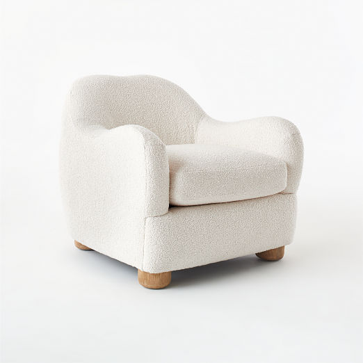 Bacio Cream Boucle Lounge Chair with Bleached Oak Legs