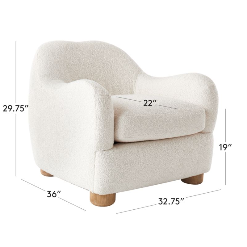 View Bacio Cream Boucle Lounge Chair with Bleached Oak Legs by Ross Cassidy - image 3 of 13