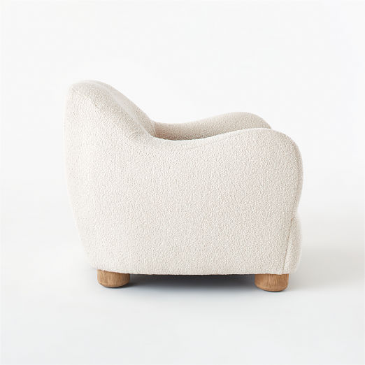 Bacio Cream Boucle Lounge Chair with Bleached Oak Legs