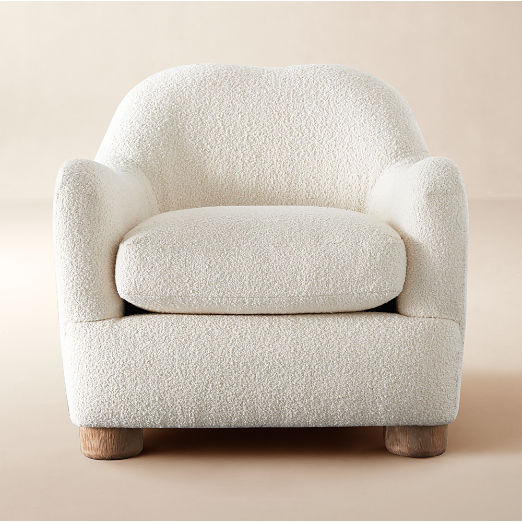 Bacio Cream Boucle Lounge Chair with Bleached Oak Legs