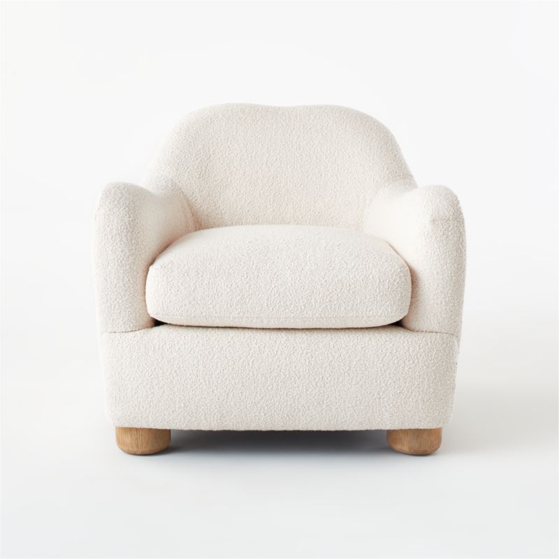 Bacio Cream Boucle Lounge Chair with Bleached Oak Legs by Ross Cassidy - image 4 of 13