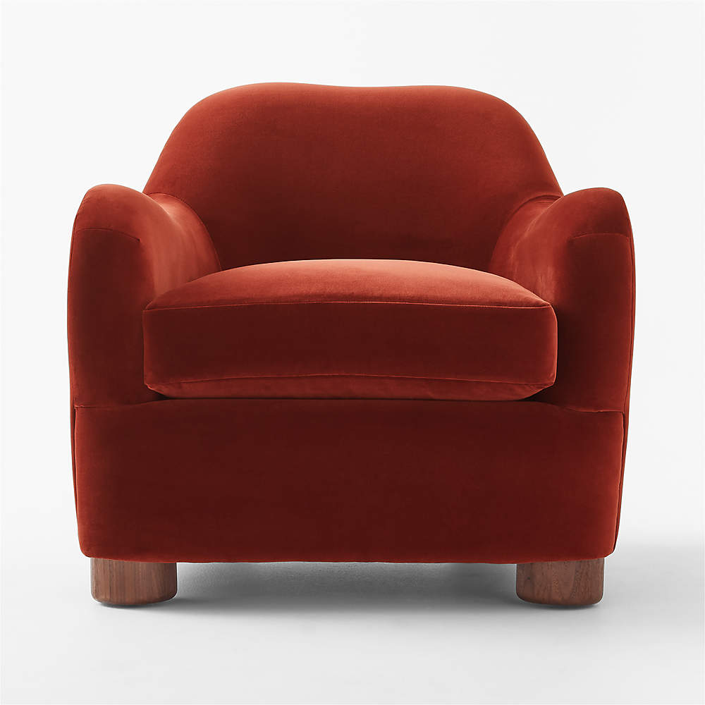 orange velvet lounge chair