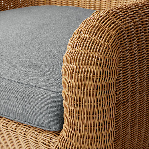 Bacio Light Brown All-Weather Rattan Outdoor Lounge Chair with Grey Sunbrella® Cushions by Ross Cassidy