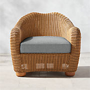Bacio Light Brown All-Weather Rattan Outdoor Lounge Chair with Grey Sunbrella® Cushions Set of 2