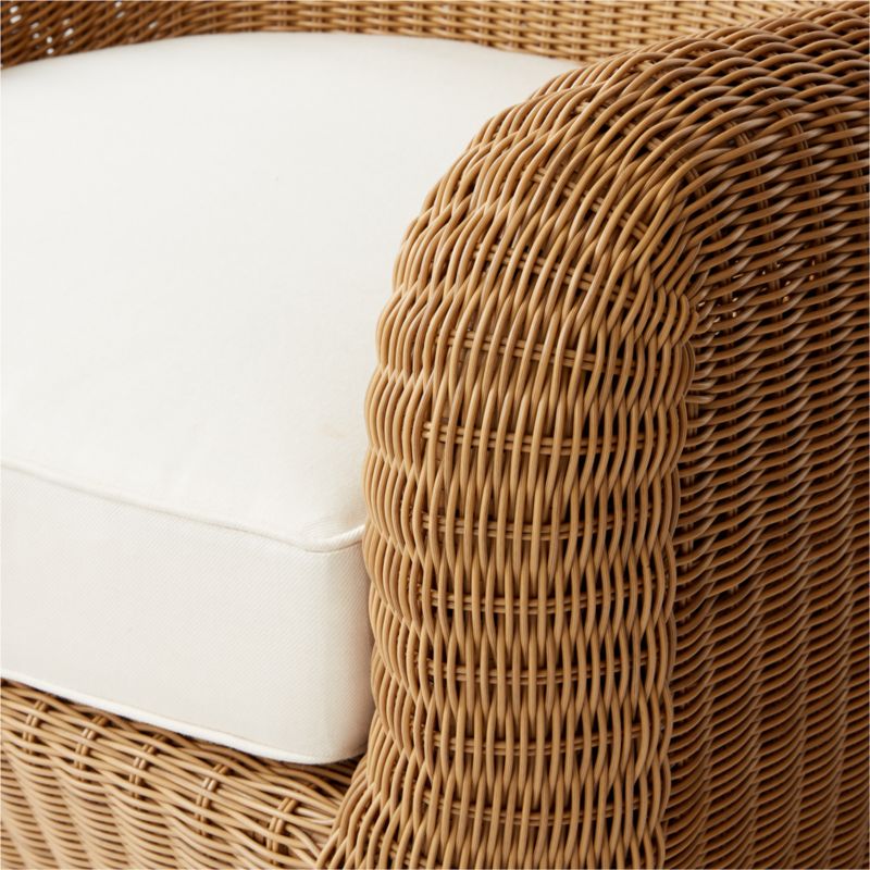 Bacio Light Brown All-Weather Rattan Outdoor Lounge Chair with White Sunbrella® Cushions - image 8 of 9